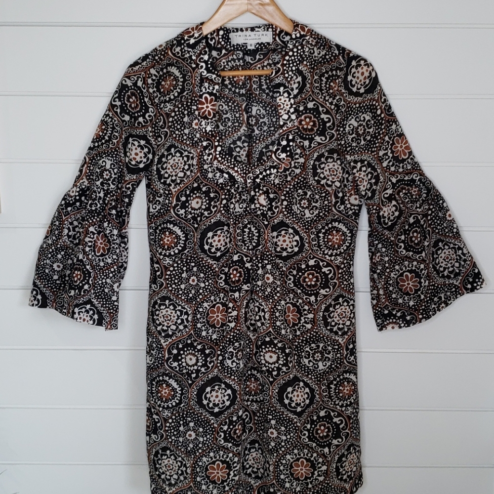 Trina turk  bell sleeve tunic dress